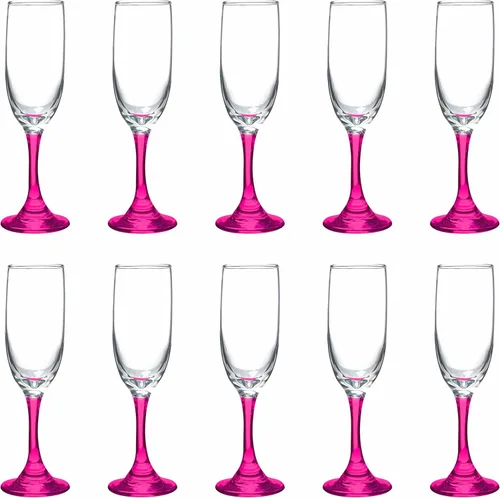 Miniatura 26 de DISCOUNT PROMOS Premiere - Juego de 10 copas de champán de 6.25 onzas, paquete a granel, elegantes vasos para bodas, eventos y regalos Blanco - Azul