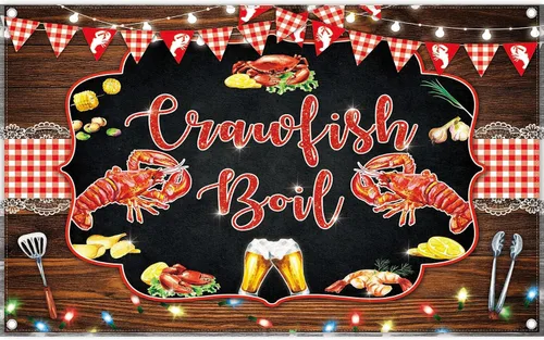Fondo de fotografía de cangrejo de río de 72 x 43 pulgadas, fondo de fotografía de barbacoa para adultos y niños, decoración de fiesta de langosta