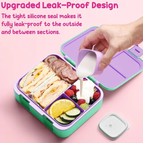 Miniatura 5 de Fimibuke - Lonchera Bento para Niños - Juego de Caja de Almuerzo Bento para Niños Pequeños con 3 Compartimentos, Botella de Agua de Acero A3.