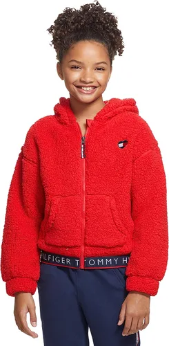 Miniatura 3 de Tommy Hilfiger Sudadera con capucha de forro polar con cremallera completa para niña con bolsillos delanteros