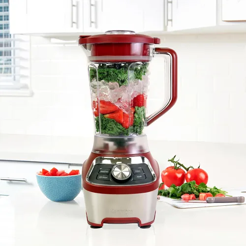 Miniatura 7 de Kenmore - Batidora eléctrica para batidos, trituradora de hielo y función de pulso, jarra de plástico Tritan resistente con 6 velocidades, Rojo