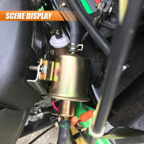 Miniatura 5 de Bomba de combustible eléctrica en línea HEP-02A dorada de 12 V - Bomba de transferencia de gasolina/diésel de baja presión para motor de carburador