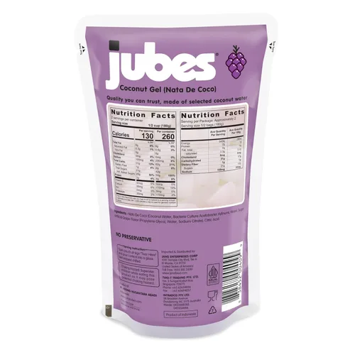 Miniatura 2 de Jubes Grape Nata De Coco Jelly Cubes (12.7 onzas, paquete de 3) – Cubos de jalea de coco de uva para sagú – Gel de coco en ingredientes de jarabe