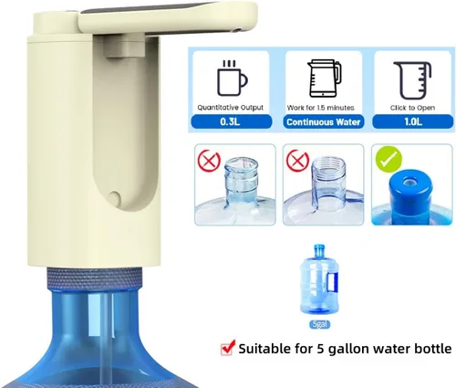 Miniatura 3 de Dispensador de agua para botellas de 5 galones, bomba de agua potable de 5 galones, dispensador de agua eléctrico de 5 galones con carga USB, fácil
