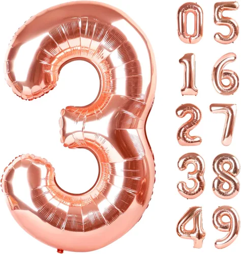 Miniatura 127 de Globo de cumpleaños número 4 dorado de 40 pulgadas, globos gigantes del número cuatro 14 24 34 40 44 2024, globos grandes de lámina de mylar para Oro