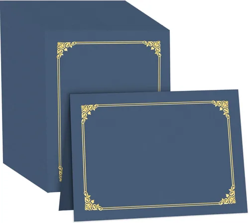 Miniatura 21 de HAUTOCO Portacertificados 50 Paquetes Azul Marino Cubiertas de Diploma con Borde de Lámina Dorada Portacertificados para Certificados de Premio