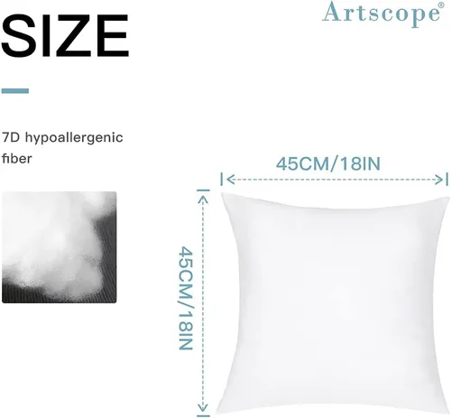 Miniatura 2 de Artscope Juego de 6 rellenos de almohada para exteriores de 18 x 18 pulgadas, forma cuadrada, resistentes al agua, hipoalergénicas, suaves