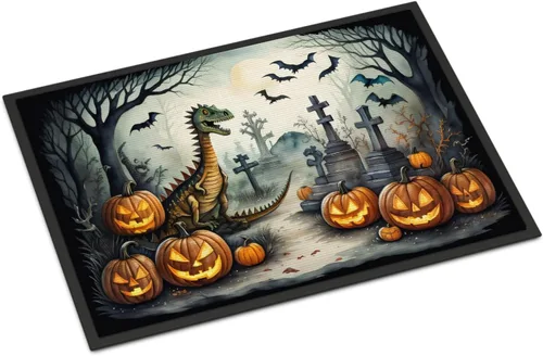 Miniatura 49 de Caroline's Treasures DAC2223MAT - Felpudo espeluznante de Halloween con gato negro de 18 x 27 pulgadas, tapete para puerta delantera