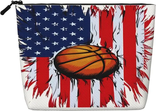 Miniatura 15 de Colorful Billiards Bag Fake Hemp Makeup Bag Travel Bags Toiletry Pouch with Zipper 9.45 X 6.7 In