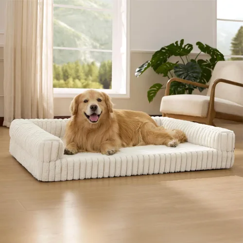 Miniatura 34 de Bedsure - Cama ortopédica para perros medianos, camas impermeables de espuma viscoelástica medianas con lados, sofá de espuma de nido de abeja
