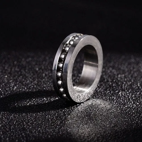 Miniatura 5 de Anillo antiansiedad para hombre anillos giratorios de acero inoxidable para aliviar el estrés