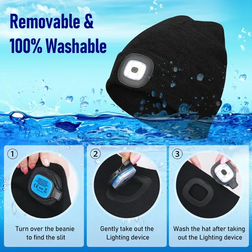 Miniatura 2 de Beanie Hat with Light Unisex LED Beanie Hat with Light USB Rechargeable Running Hat Alpine Cap Gift for Men and Women Teens