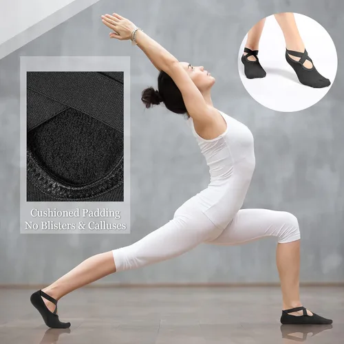 Miniatura 3 de Geyoga 6 pares de calcetines de pilates para mujer, calcetines de barre para yoga, ballet, baile, calcetines antideslizantes con correas de agarre