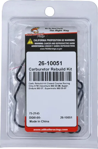 Miniatura 7 de All Balls Kit de reconstrucción de carburador Racing 26-10051 compatible con/repuesto para KTM Adventure 950 2003-2006, Super Enduro 950 R 2007