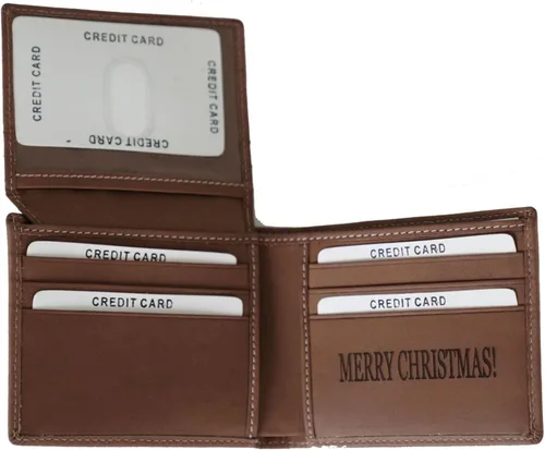 Miniatura 7 de Billetera plegable personalizada de piel auténtica para hombre, con bloqueo RFID, con ventana de identificación, tarjetero de cuero genuino