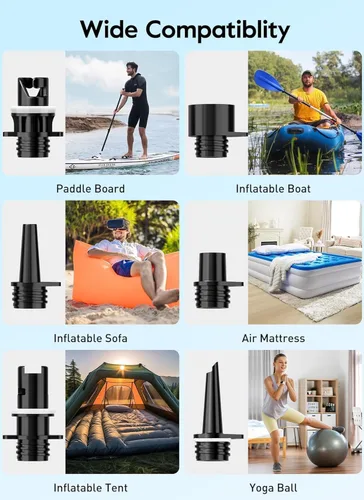 Miniatura 4 de GiveBest Rechargeable Paddle Board Pump, 20 PSI High Pressure and 30% Faster Dual Stage SUP Air Pump with Auto-Off, 3x4500MAH, Inflation and