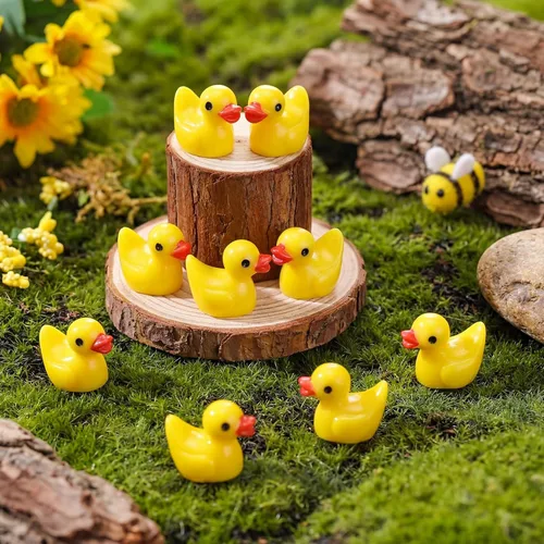 Miniatura 7 de Barydat 1200 piezas de patos mini de resina a granel, decoración diminuta para juegos de escondite, bromas en cruceros, fiestas de Navidad, jardín