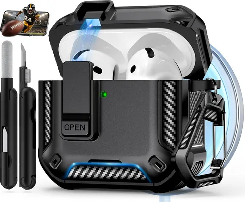 Miniatura 50 de Funda para AirPods Pro de 2 generación con soporte para teléfono, diseño de interruptor automático de protección completa contra caídas con kit
