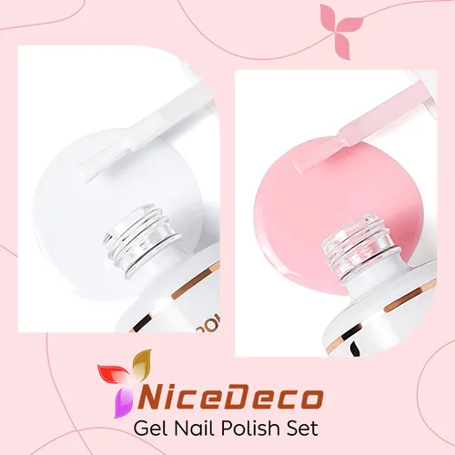 Miniatura 6 de Nicedeco Hema Free Cruelty Free - Esmalte de uñas de gel vegano, 2 unidades de 0.5 onzas líquidas, color blanco y rosa, kit de uñas de gel UV UV