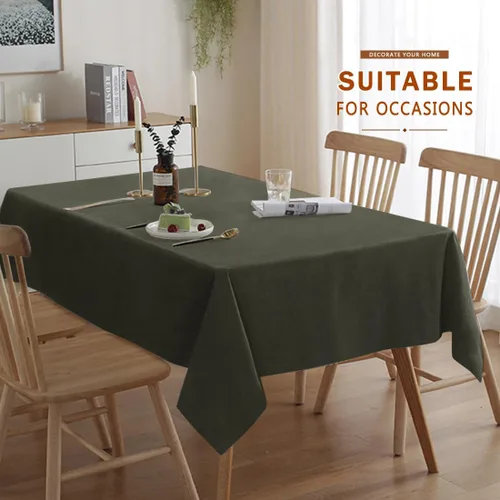 Miniatura 95 de Mantel para mesa rectangular de 55x71 pulgadas, de lino sintético, resistente a las arrugas e impermeable, color beige, para cocina, comedor