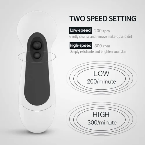 Miniatura 4 de CLSEVXY - Juego de cepillos giratorios de limpieza facial resistente al agua, con 5 cabezales de cepillo exfoliante - Cepillo limpiador facial