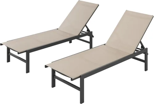 Miniatura 12 de Vexwalx Sillón para exteriores para piscina, tumbonas de aluminio con sillón reclinable de 5 posiciones, silla de patio para patio trasero, junto a