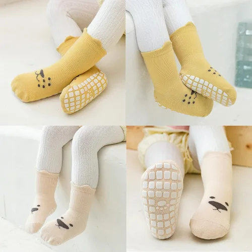 Miniatura 6 de vkxqtep Calcetines antideslizantes para niños pequeños, bonitos calcetines para bebés con empuñaduras para bebés, niños y niñas, 4 pares