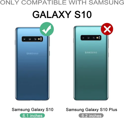 Miniatura 2 de WeLoveCase Funda tipo cartera para Galaxy S10 Defender con espejo oculto, tres capas a prueba de golpes, protección resistente, funda protectora