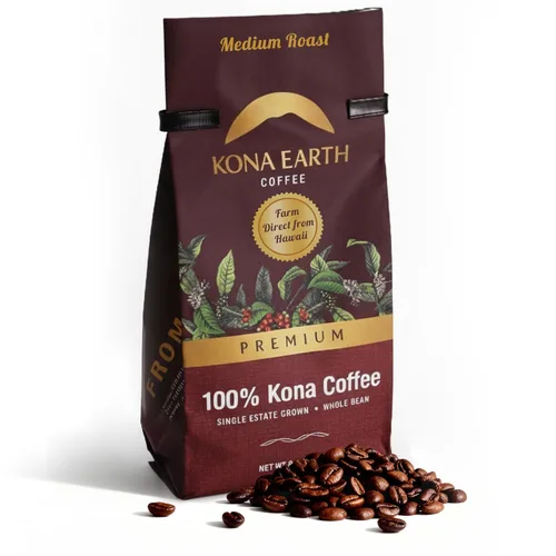 Miniatura 10 de KONA EARTH 100% Café Premium Kona, Tostado Medio Oscuro, Grano Entero (227 gramos) Café auténtico de la granja directa de la Isla Grande de Hawái