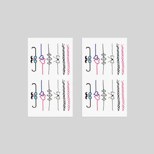 Miniatura 5 de 2 hojas pequeñas lindas pegatinas temporales tatuajes arco anillo amantes corazón para hombres, mujeres adolescentes