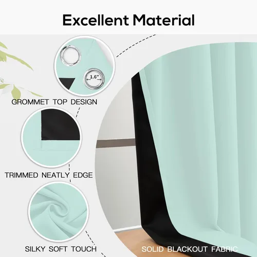 Miniatura 226 de Yakamok Cortinas negras, cortinas de ventana con aislamiento térmico y eficiencia energética para dormitorio, cortinas opacas completas y cortinas