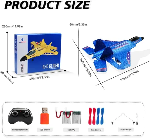 Miniatura 2 de Avión RC azul para niños Upgrade F-22 Raptor Fighter RC Avión de control remoto Juguetes de avión RC 2.4 GHZ Smart Estabilizador de giro de 6 ejes