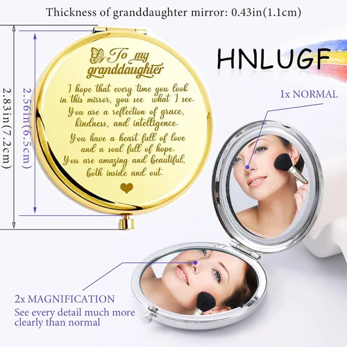 Miniatura 2 de para Mi Nieta - Eres Increíble y Hermosa - Espejo de bolsillo, espejo compacto grabado para nieta, espejo de aliento "La Familia Primero", regalos
