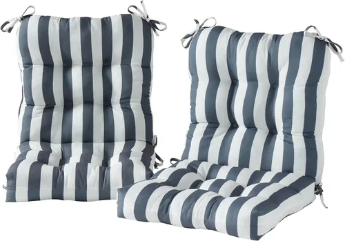 Miniatura 50 de Cojines para silla de exterior con bisagras, diseño de una sola pieza, cojín reversible para asiento y respaldo de patio con lazos, tela