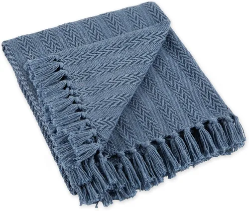 DII Manta tejida con textura tonal industrial 50x60, azul francés
