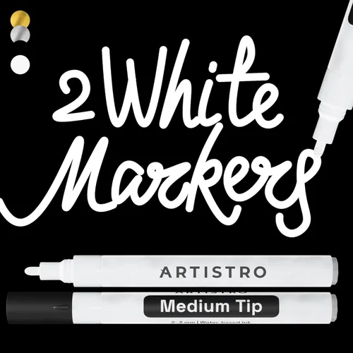 Miniatura 11 de Artistro 2 marcadores de pintura acrílica negros - 3mm marcadores de punta media - Perfectos para manualidades, proyectos de arte y más
