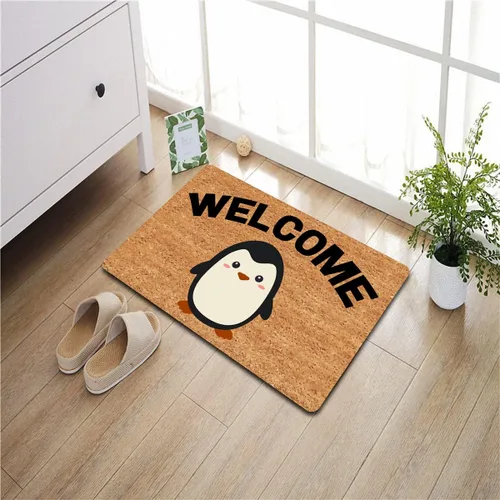 Miniatura 6 de Divertida alfombra de bienvenida para entrada de interior y porche, diseño de pingüinos de bienvenida, diseño de animales, tapete para decoración