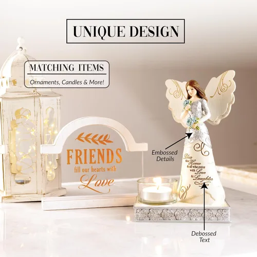 Miniatura 80 de Pavilion Gift Company 82433 Bless This Home - Figura de ángel ébano de 6 pulgadas, color crema