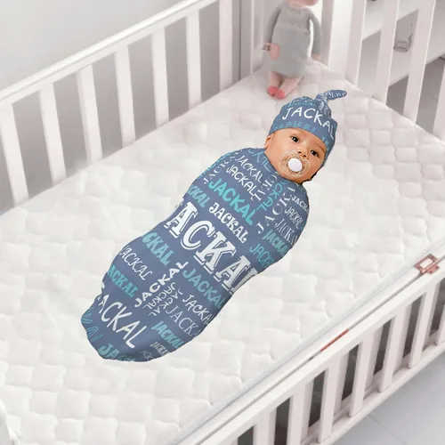 Miniatura 4 de Juego de canastillas personalizadas para niños y niñas, suave manta personalizada para bebé de 0 a 3 meses para recién nacido Color-01
