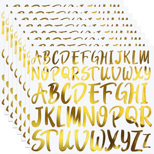 Miniatura 10 de TaoBary 416 calcomanías de letras de Navidad, 8 hojas de calcomanías del alfabeto, 2 tamaños, letras autoadhesivas cursivas de vinilo, decoración