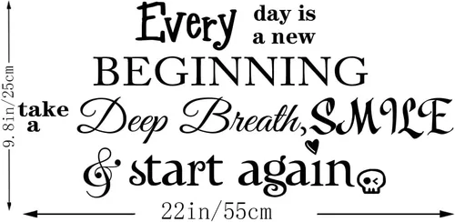Miniatura 3 de Every Day is a New Beginning Take a Deep Breath Smile and Start Again - Calcomanías de vinilo para pared, citas artísticas, inspiradoras, frases