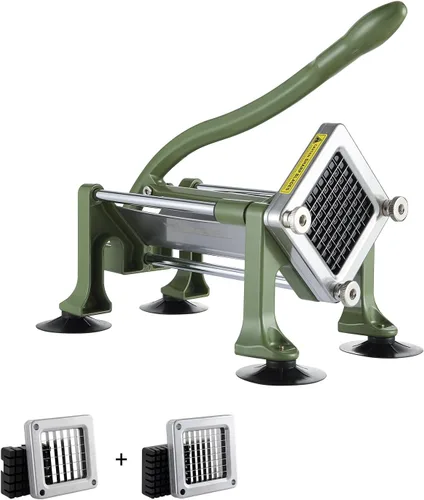 VEVOR Cortador de papas fritas, cortador de patatas con cuchillas de acero inoxidable de 1/2 pulgada y 3/8 pulgadas, cortador manual de papas con