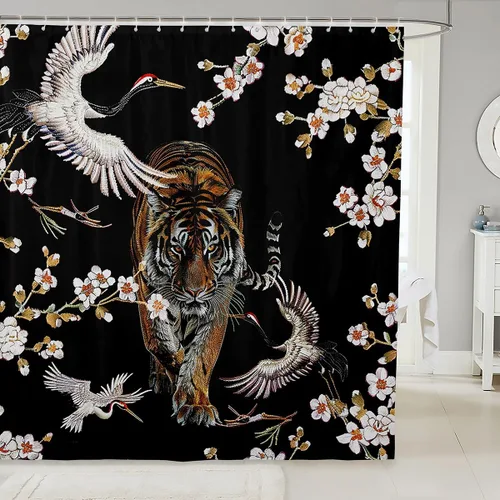 Miniatura 42 de Erosebridal Cortina de ducha de guitarra eléctrica 3D de 72 pulgadas de ancho x 78 pulgadas de largo, cortina de baño con llama, cortina de baño