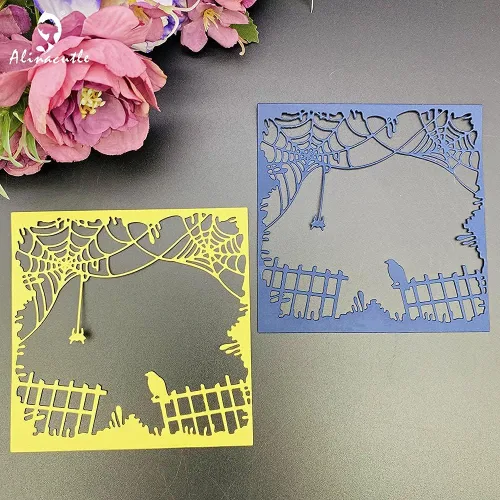 Miniatura 3 de Alinacutle Marco cuadrado de telaraña, 1/PK, corte de metal, plantilla de tarjeta hecha a mano, troquelado de papel para álbumes de recortes, álbum