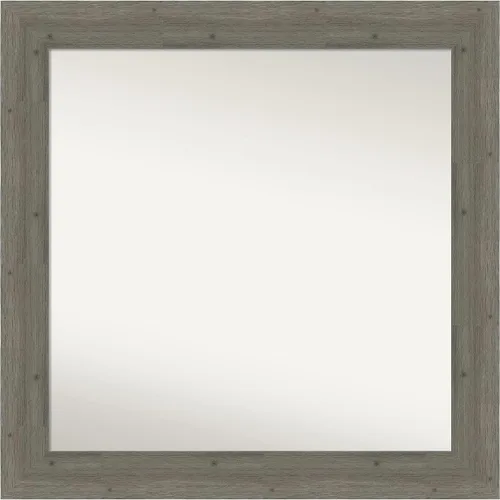 Miniatura 127 de Amanti Art Espejo de baño gris para sobre el fregadero, 27 x 27 pulgadas, espejo de tocador cuadrado gris, marco de madera rústica de campo medio