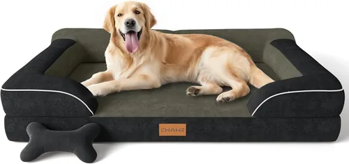 Miniatura 22 de CWAWZ Cama ortopédica para perros extra grandes, cama ortopédica para perros con espuma viscoelástica de gel refrescante, cama impermeable para Negro
