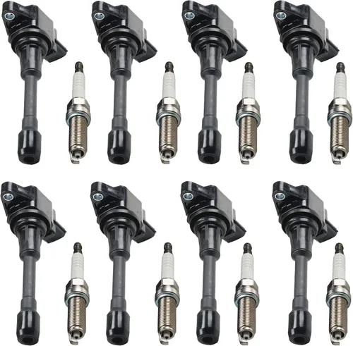 ENA Juego de 8 bujías de iridio y 8 bobinas de encendido compatibles con Infiniti 2011 2012 2013 M56 Sedan 4 puertas 5.6L V8 Gas DOHC reemplazo para