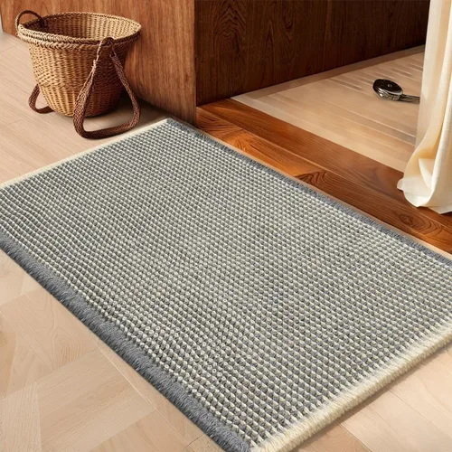 Miniatura 75 de IM HOME Tapete de baño de punto gofre, color caqui, de 24 x 17 pulgadas, tejido bohemio, moderno, absorbente, antideslizante, suave, lavable