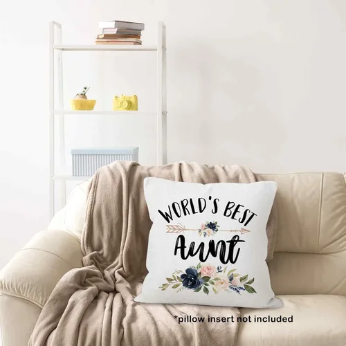 Miniatura 5 de World's Best Aunt Gifts - Funda de almohada de 18 x 18 pulgadas, funda de almohada de cumpleaños para tía y tía, funda de almohada cuadrada