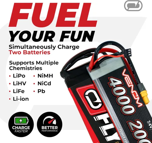 Miniatura 2 de Venom Power Pro Duo LiPo Battery Charger - LCD Screen, Charging Leads - Balance Charger & Discharger for LiPo, LiHV, Li-Ion, Life, NiMH, NiCD, Pb